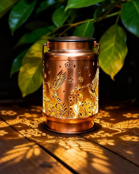 Christmas Gifts for Women,Solar Lanterns Outdoor Hanging Lantern Lights, Hummingird Hollowed-Out Metal Decor Lantern, Waterproof Decorative Garden Light - Delicate Garden Decoration for Patio, Yard