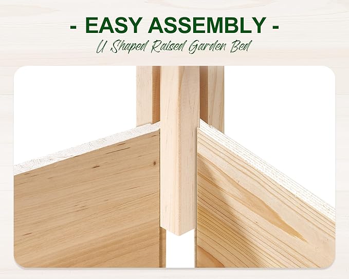 AMERLIFE U-Shaped Raised Garden Bed, 7.5Wx9Dx1.6H Outdoor Wooden Raised Garden Bed Planter with 19.6" Depth Planter Box