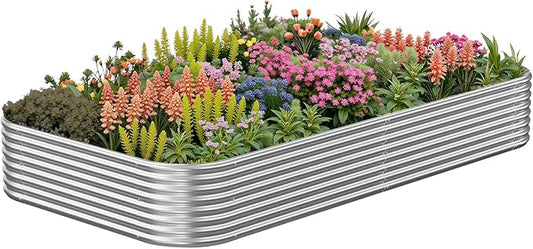 1 Pack 3x2FTx10inch Galvanized Raised Garden Bed Outdoor,Metal Raised Garden Beds Kit for Vegetables,Steel Raised Bed for Gardening,Above Ground Garden Box for Flower
