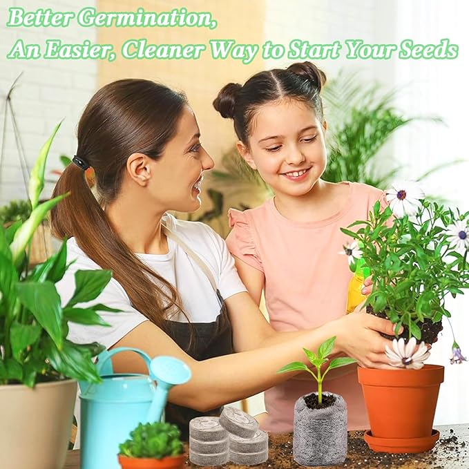 Legigo 100 PCS 50mm Peat Pellets Seed Starter Soil, Compressed Seed Starting Pods Plant Starter Soil Pods Plugs for Seedlings, Peat Pods for Starting Seeds, Herbs Tomatoes Flowers and Vegetables
