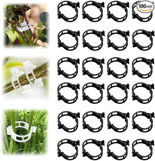 Secured Plastic Plant Clip, 2025 Upgrade Plant Support Clips Reusable Garden Clips, Garden Clips for Climbing Plants, Plastic Trellis Clips Tomato Grape Vine Vegetables Plant Fixing Clips (100, Black)