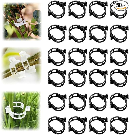 Secured Plastic Plant Clip, 2025 Upgrade Plant Support Clips Reusable Garden Clips, Garden Clips for Climbing Plants, Plastic Trellis Clips Tomato Grape Vine Vegetables Plant Fixing Clips (50, Black)