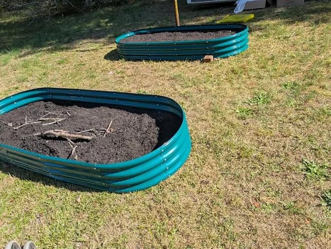 6 Pack 8x3x1FT Galvanized Raised Garden Bed Kit Oval Metal Ground Planter Box Outdoor Bottomless Planter Raised Beds for Vegetables Flowers Herbs Fruits, Green