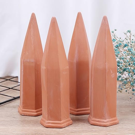 SagaSave Ceramic Plant Watering Devices 4 Pack Terracotta Vacation Plant Waterer Wine Bottle Watering Stakes Slow Release Plant Watering Spikes Perfect Self Watering Devices for Indoor Outdoor Plants