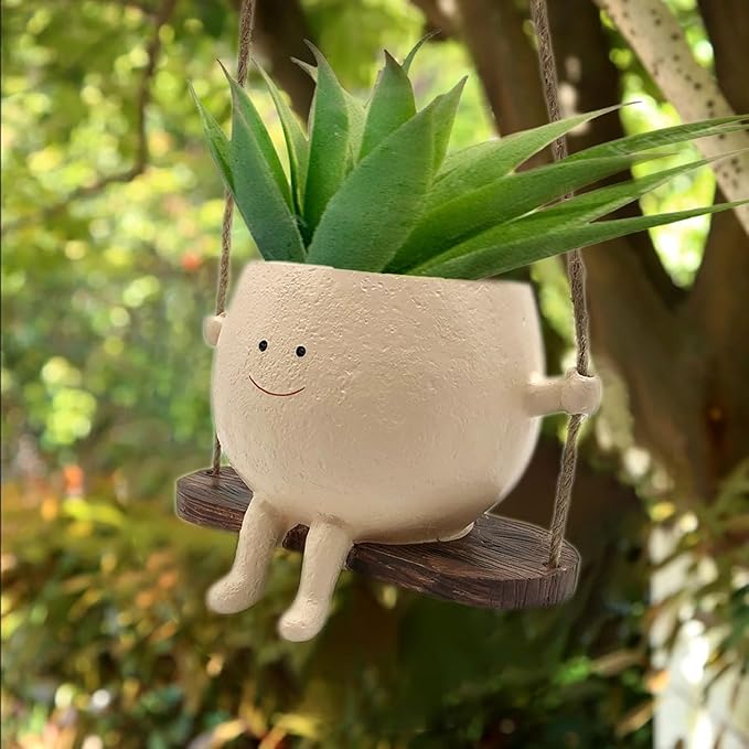 Swing Face Hanging Planter - Indoor & Outdoor, Stylish & Cute Hanging Planters, Small Hanging Plant Pots