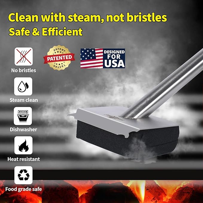 XUDAKAIXIN Steam Grill Brush Bristle Free,[Ultra Safe & Efficient] Grill Cleaner for Outdoor Grill,BBQ Replaceable Scraper Cleaning Head,Grill Brush BBQ Accessories,Gifts for Men/Dad ﻿
