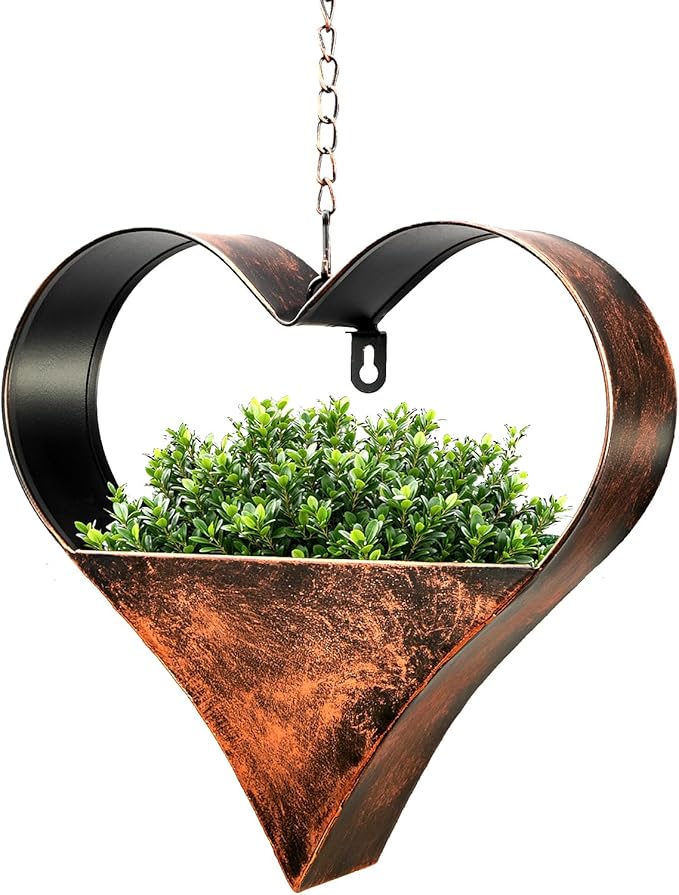 Metal Hanging Planters for Indoor and Outdoor Plants,Rustic Heart Shape Plant Hangers for Wall or Window,Metal Plant Hanger for Room Decor，Plant Lover Gifts,Living Room,Balcony,Garden,Patio Decor