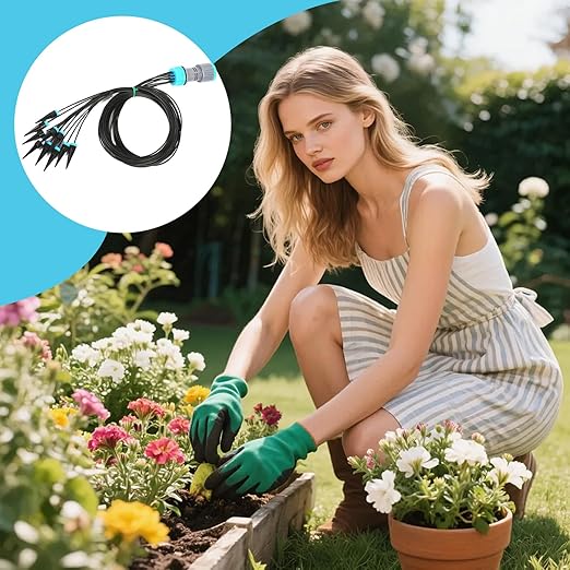 Drip Irrigation Kit - 10-Head System | Automatic Quick-Connect Garden Watering System with Emitters, Ideal for Outdoor Yard, Lawn, Patio, Greenhouse, Potted Plants, Flowers, Grass, and Landscaping
