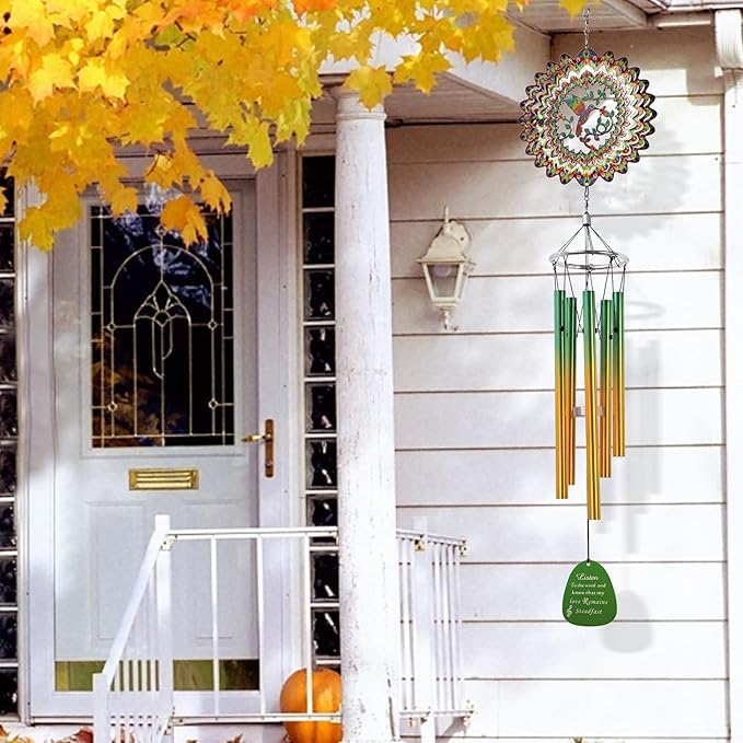 Wind Chimes for Outside with Hummingbird Wind Spinner,33" Memorial Wind Chimes Outdoor Decor for Zen Garden Patio Home,Best Gifts for Mom Women Father Grandma Neighbors,Christmas Ornaments