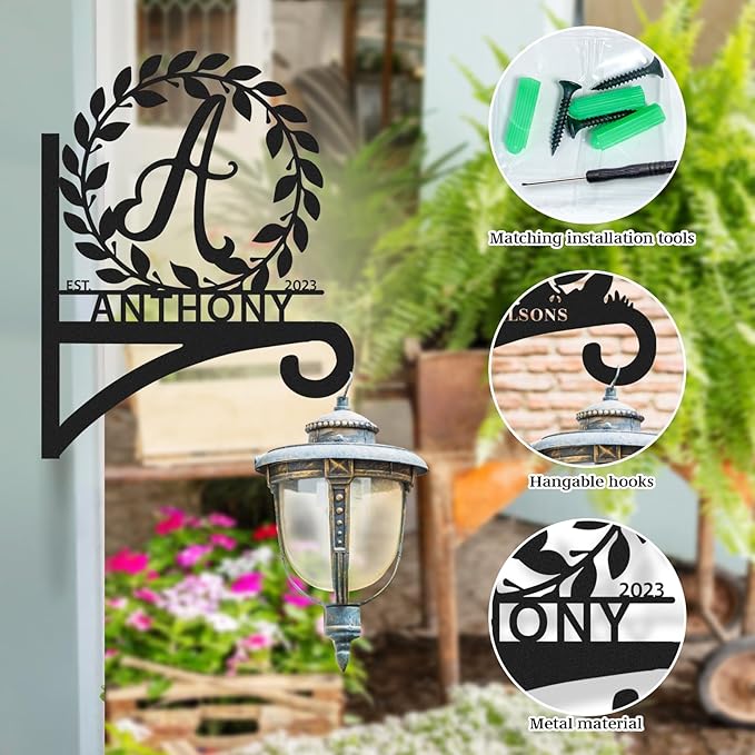 Custom Name Metal Plant Hangers from Wall Indoor and Outdoor | Home Decor Gift for Mom | Personalized Wall Mounted Hanging Plant Hooks | Customizable Rustic Hanging Gardening Bracket Hook