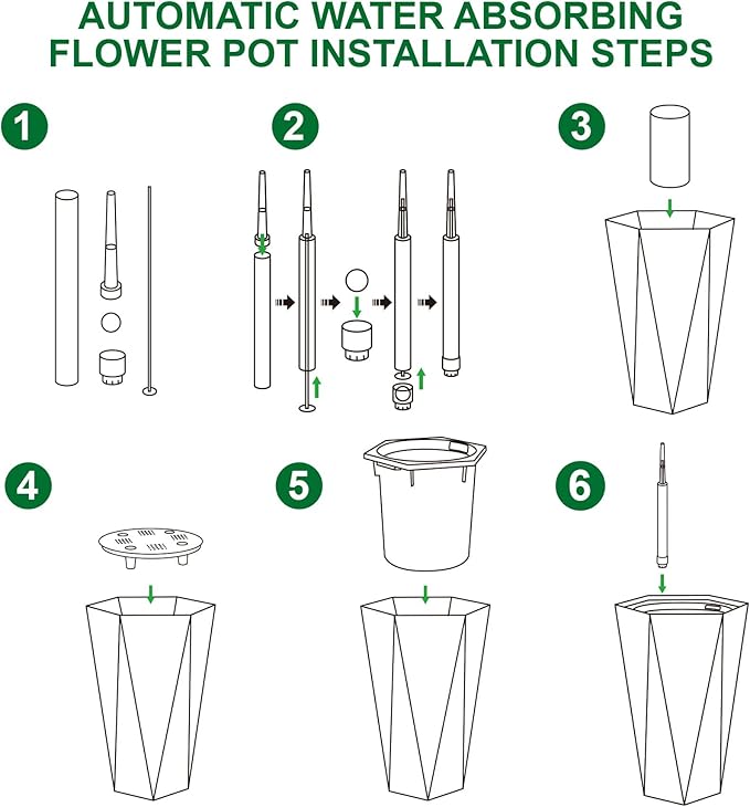 CABIHOME Set of 2 Large Tall Planter for Indoor or Outdoor,22.5" Self-Watering Diamond Planters with Water Level Monitor & Wheels for Garden, Front Porch, Patio, White