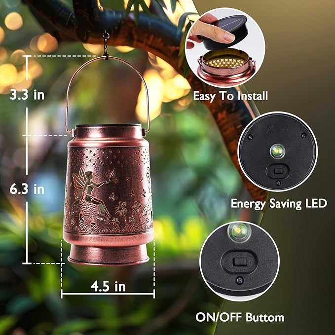 Homemory Christmas Gifts for Women Mom Grandma, Solar Lanterns Fairy Lights Outdoor Waterproof Garden Decor, LED Hanging Solar Lights for Yard, Patio, Backyard, Porch, Lawn