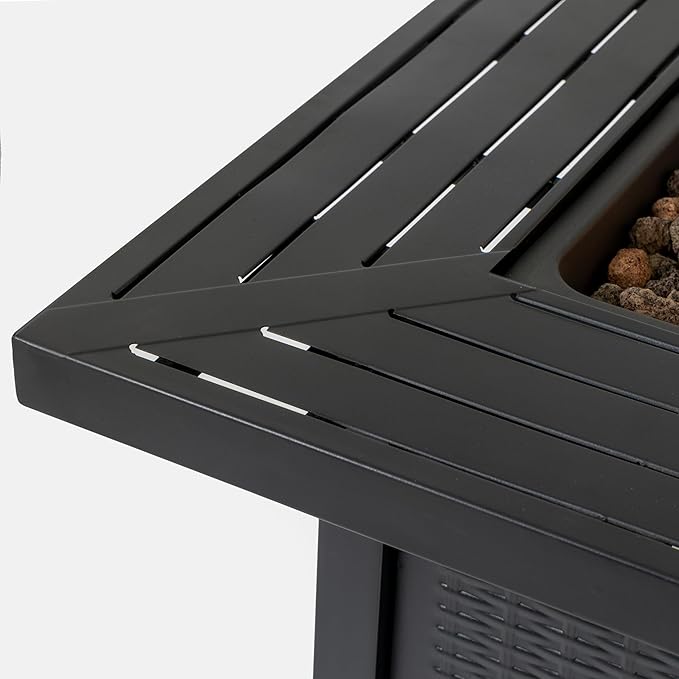 28-inch Upgraded Outdoor fire Table with 50000 BTU, Storage Basket, and Volcanic Stones Suitable for terraces, Gardens backyards