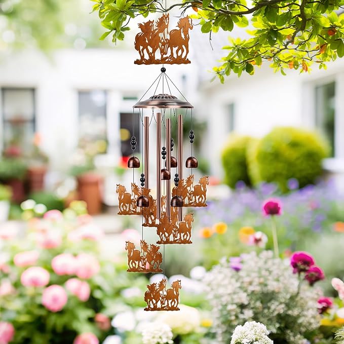 Horse Gifts Wind Chimes for Outside - Luvsweets Horse Lovers Gifts for Women Men, Metal Memorial Wind Chimes for Outdoor Garden Yard Porch Decor, Birthday Housewarming Christmas
