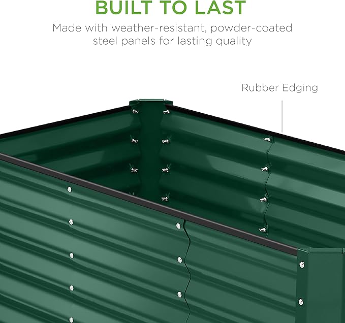 Best Choice Products 4x2x2ft Outdoor Metal Raised Garden Bed, Deep Root Planter Box for Vegetables, Flowers, Herbs w/ 119 Gallon Capacity - Dark Green