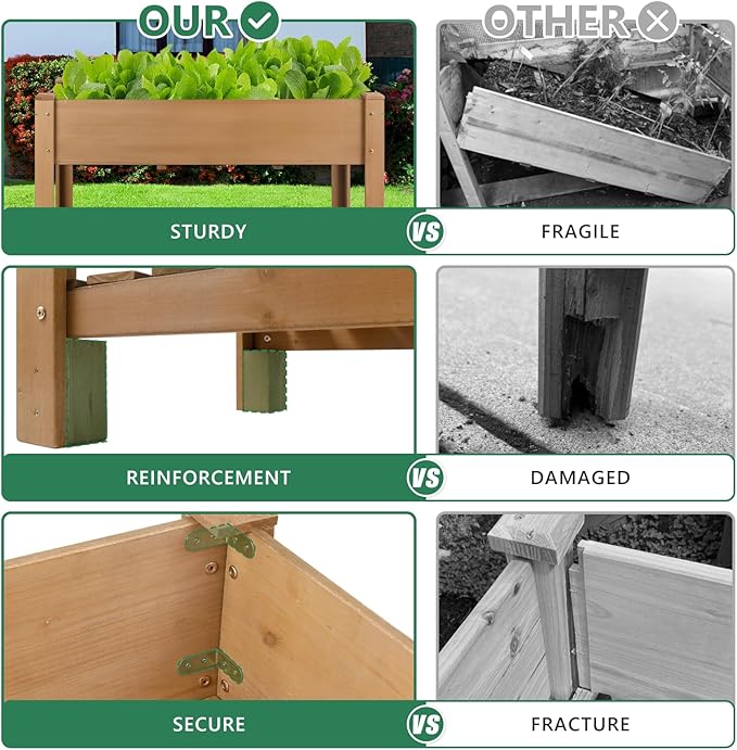 Raised Garden Beds With Legs, Outdoor Wood Elevated Garden Box With L-Connection Tabs，Leg Reinforcement，Storage Shelf, Suitable For Vegetables, Flowers And Herbs, Easy To Assemble,46.7 x23.1 x 29.7IN