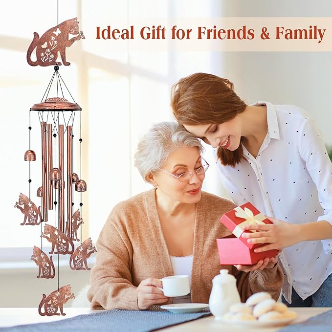 Cat Wind Chimes for Outside,Cat Gifts for Women/Men/Sympathy Gift/Memorial/Festival Birthday Gifts Metal windchimes Outdoors/Indoors,Patio,Garden Decor,Yard Decor,Porch