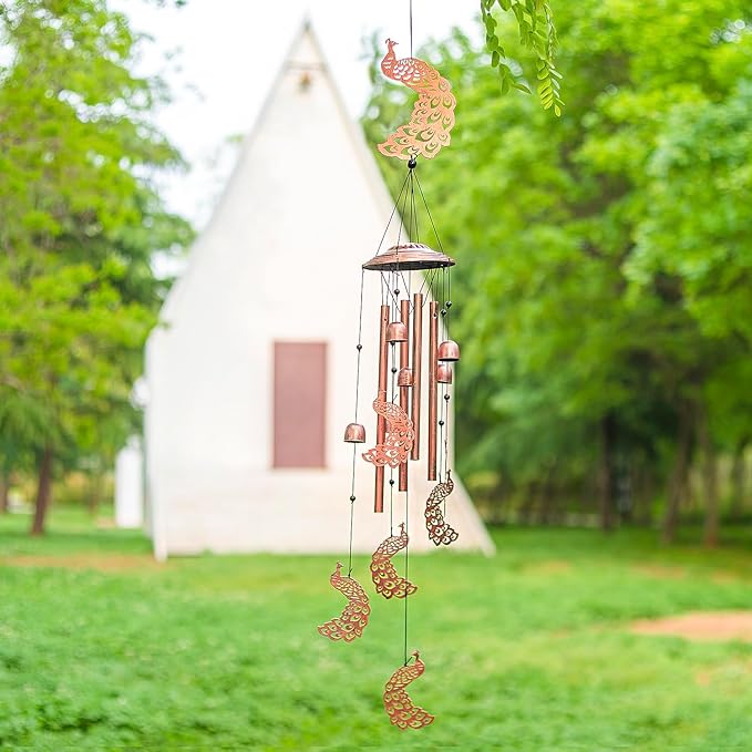 Peacock Wind Chimes for Outside,Peacock Gifts for Women/Men/Sympathy Gift/Memorial Gifts/Birthday Festival Metal windchimes Outdoors/Indoors,Patio,Garden Decor,Home,Porch,Yard