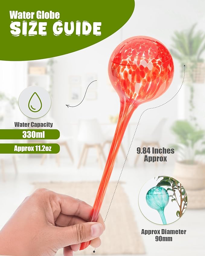 Iridescent Self Watering Globes, Glass Rainbow Plant Watering Globes, Self Watering Planter Insert, Automatic Plant Waterer Indoor (Large-4 Pcs Multi-Color)