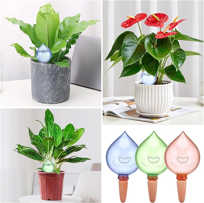 3pcs Self Watering Globes for Plants Portable Automatic Watering Bulbs with Garden Plant Device for Indoor and Outdoor Use Green Blue Pink