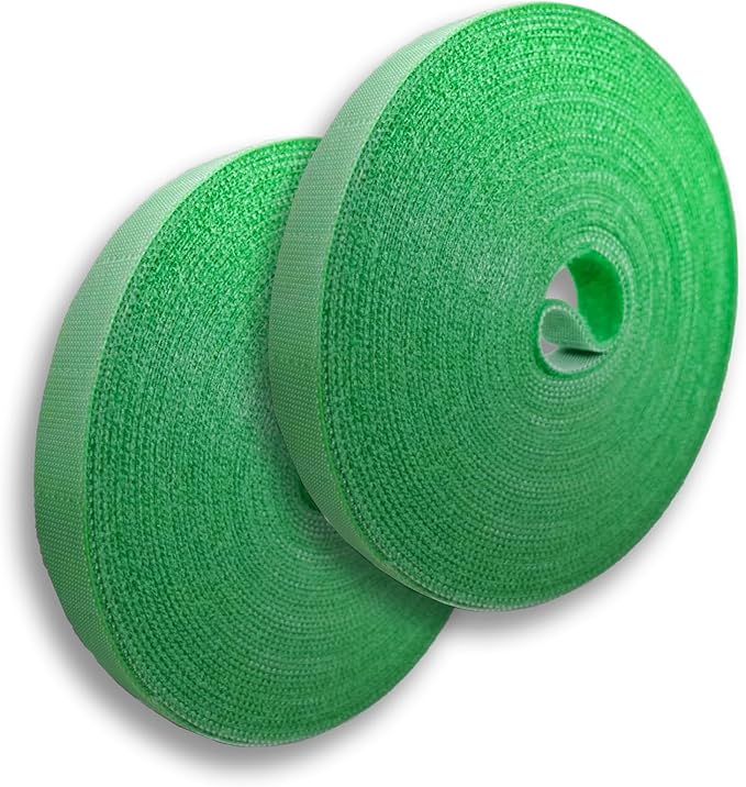 plantactic Garden Tie Green Strap Plant Supports Gentle on Plants Pre-Cut Design Tearable Reusable Sturdy Multi-Purpose for Home Garden Balcony Office (32.8ft × 0.6 inch, Green 2 Packs)