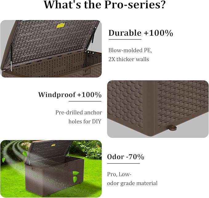 110GAL Deck Box - Grey，Wheeled Footlocker，Waterproof Resin Storage Bin for Patio Cushions