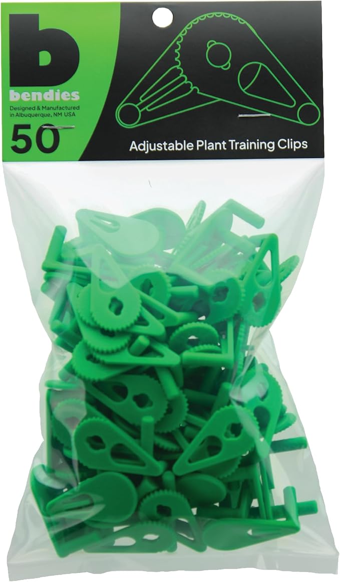 Bendies LST Plant Training Clips 15 Pack - v2.0 Adjustable Low Stress Green Support Clips for Stem Bending, Grow Tent, Plant Ties & Gardening Accessories