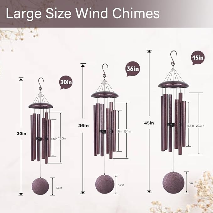 ASTARIN Personalized Memorial Wind Chime for Loss of Loved One 30/36/42 inch, Sympathy Deep Tone Wind Chimes for Mom Dad/Mother Father, Remembrance Gifts for Grief Condolence Funeral, Bereavement 46