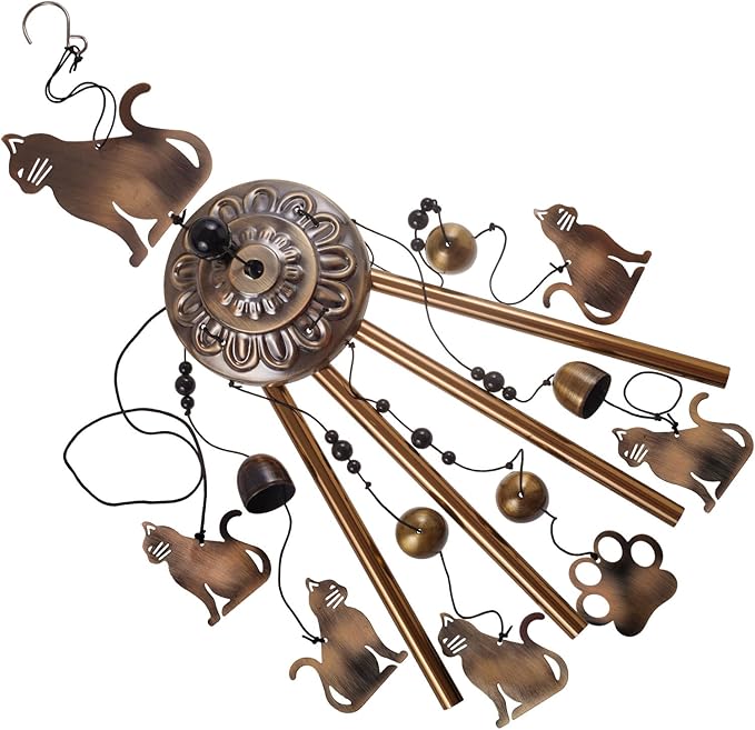 Bronze Cats Wind Chimes for Garden/Home/Balcony/Lawn/Tree/Yard/Indoor/Outside Decoration, Retro Wind Catcher, Cat Decor, Blessing Wind Bells, Memorial WindChimes Gifts for Mom, Grandma, Woman, Friend