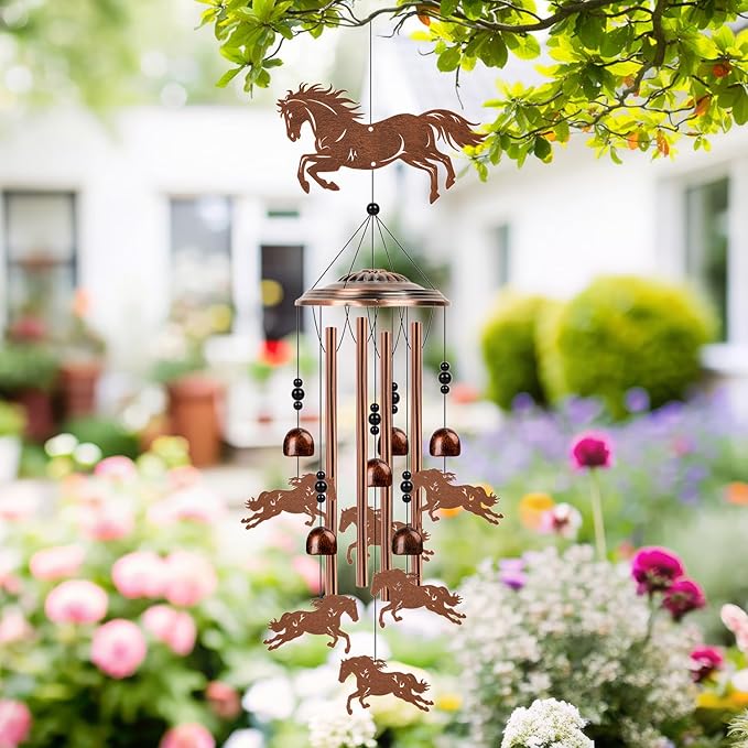 Horse Wind Chimes for Outside - Western Horse Gifts for Women Men, Memorial Wind Chimes for Outdoor, Garden Patio Yard Porch Decor, Birthday Mother's Day for Mom Grandma