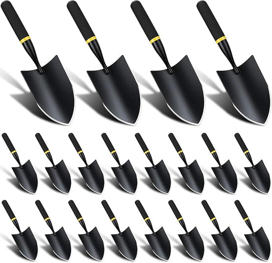 Leriton 20 Pcs Garden Trowel Heavy Duty Garden Hand Shovel Tool Carbon Steel Trowel for Digging Metal Hand Shovel Spade with Resin Handle for Lawn Yard Farm Home Shop Planting (3.23 Inch)