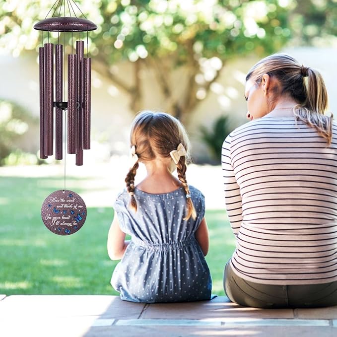 ASTARIN Memorial Butterfly Deep Tone Wind Chimes Personalized, (Printing in USA) Sympathy Remembrance Gifts for Loss of Mom Dad, Bereavement Gifts for Condolence Funeral, Garden Decoration