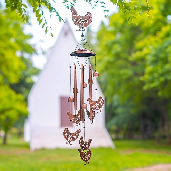 Christmas Gifts for Women Chicken Wind Chimes for Outside,Chicken for Women/Men/Sympathy/Memorial /Birthday Festival Metal windchimes outdoors/Indoors,patio ,Garden Decor,Home,Yard