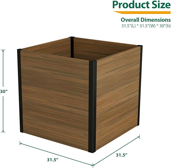 Raised Garden Bed - Expandable Design with Composite Panels & Aluminum Frame - Perfect for Flowers, Vegetables, Herbs - Outdoor Planter Box for Patio, Balcony, Backyard (Brown)