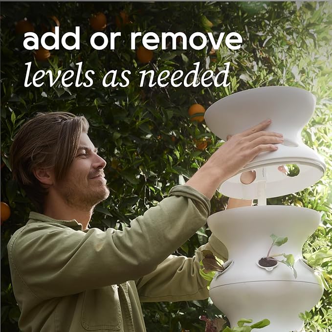 Farmstand Starter Kit with Glow Rings and 30 Seedling Credits | Family Hydroponic Growing System Kit | Vertical Garden Planter Tower | 5ft 5in Tall