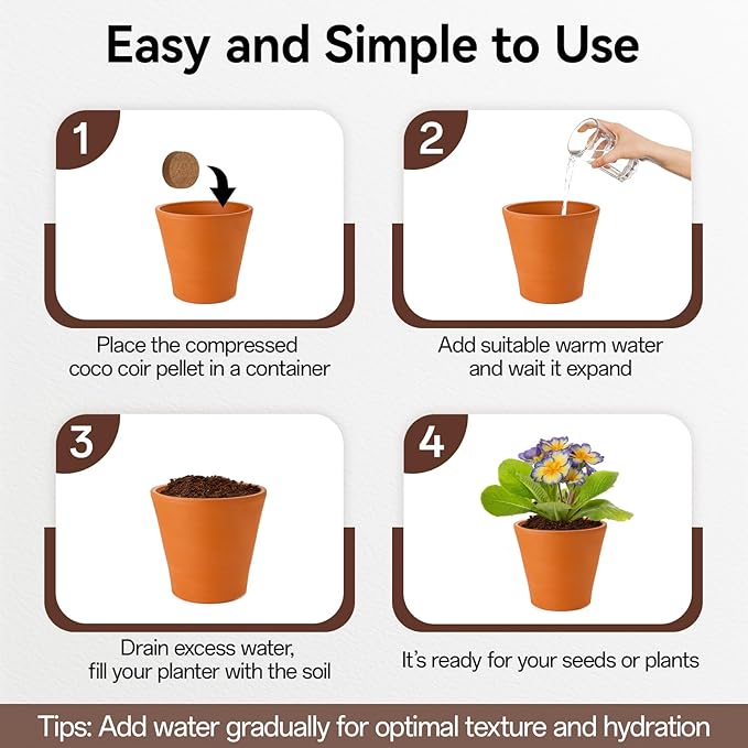 Halatool 50pcs Organic Coconut Coir Pellets Soil for Seed Starter, 30mm Compressed Coco Coir Potting Soil for Growing Vegetables, Fruits, Flowers