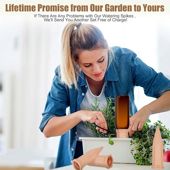 APPD Terracotta Watering Stakes15 Pack Automatic Plants Watering Devices Terracotta Self Watering Spikes for Wine Bottles Great for Indoor & Outdoor Plants