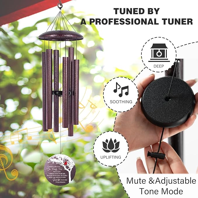 ASTARIN Wind Chimes for Loss of Loved One, Personalized Memorial Wind Chimes Sympathy Gifts for Loss of Mom Dad, in Loving Memory- Cardinal Sympathy Gifts,30/36/45 in Deep Tone Windchime