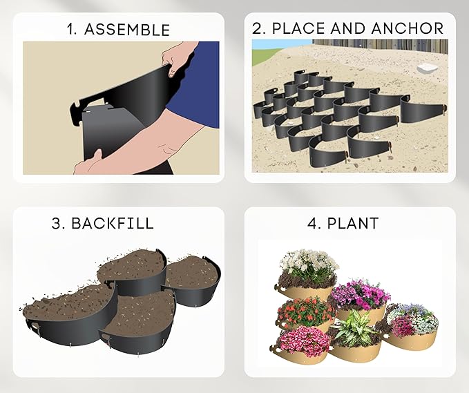 Dirt Locker Erosion Control Hillside Planters, 20-Pack-Brown—DIY-Raised Garden Bed Terracing Kit for Steep Slopes, 25°-35°-Geogrid Water Retention Planting Stabilizer-Retaining Wall Compatible