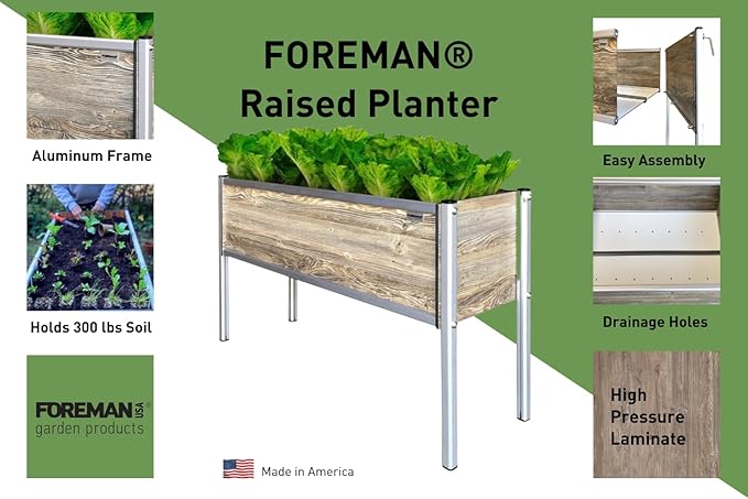 Foreman Raised Garden Bed with Legs- Outdoor Garden Box- Outdoor Planter- 36”Lx12”Wx25”H Elevated Planter Box for Backyard Patio Balcony, Amaretto