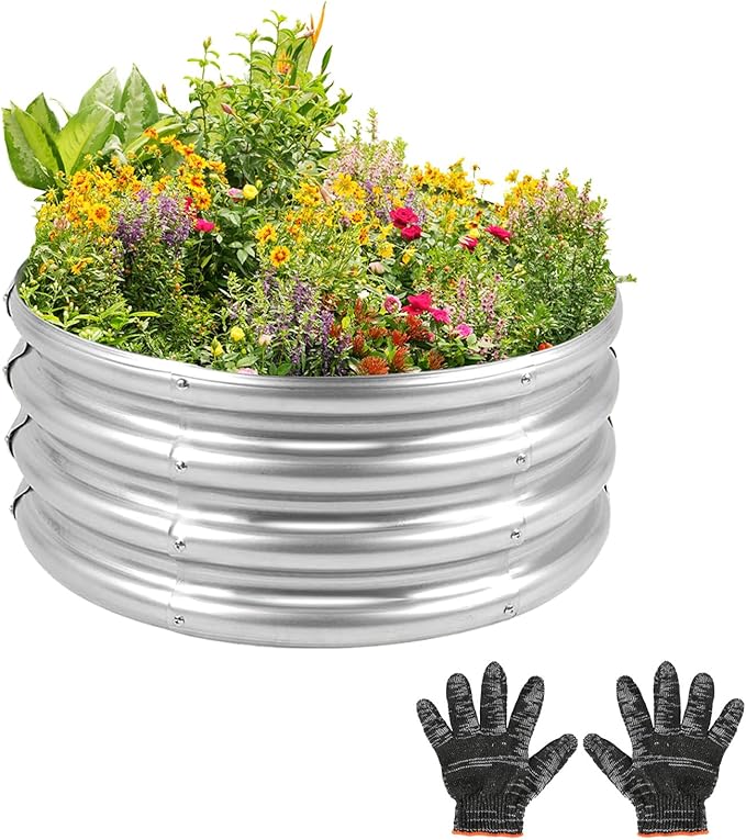 Garden Galvanized Raised Garden Bed Kit - Metal Planter Boxes for Vegetables/Herbs/Flowers, Heavy-Duty Steel Outdoor Garden Box with Reinforced Edges(2X2X1FT)