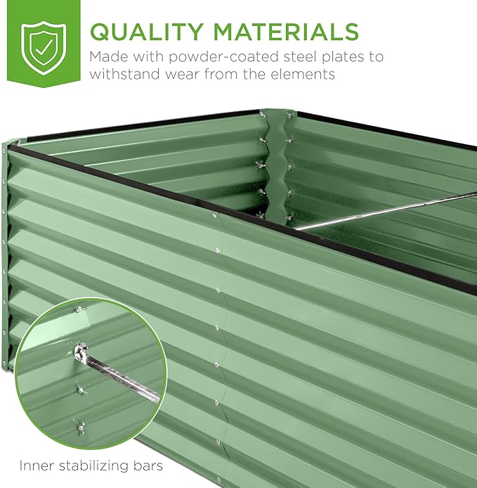 Best Choice Products 6x3x2ft Outdoor Metal Raised Garden Bed, Deep Root Box Planter for Vegetables, Flowers, Herbs, and Succulents w/ 269 Gallon Capacity - Sage Green