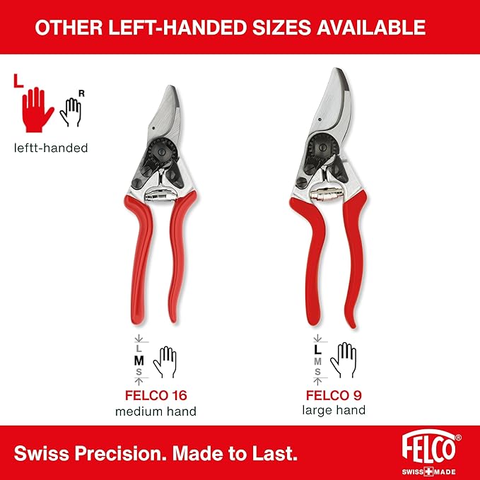 Felco F-13 Pruning Shears – 10.6" Garden Clippers with Dual-Hand Use & 30mm Cut | Hand Pruners for Gardening | Garden Tool Cutter with Bypass & Anvil Blades, Forged Aluminum Handle, Large Hand Fit