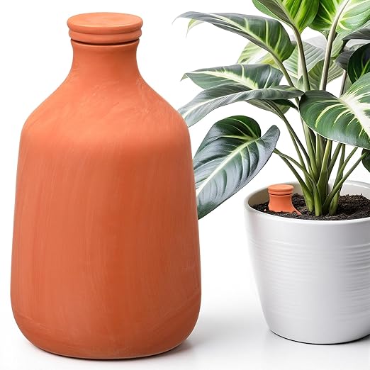 1 Pcs 100 oz Ollas Terracotta Watering Pots Self Watering Planter Insert Terracotta Globes Clay for Outdoor Indoor Garden Plants, Easy to Refill