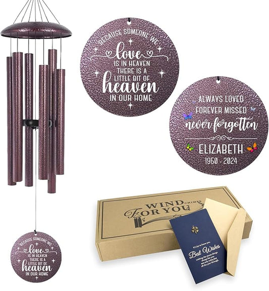 ASTARIN Personalized Memorial Wind Chime for Loss of Loved One 30/36/42 inch, Sympathy Deep Tone Wind Chimes for Mom Dad/Mother Father, Remembrance Gifts for Grief Condolence Funeral, Bereavement 22