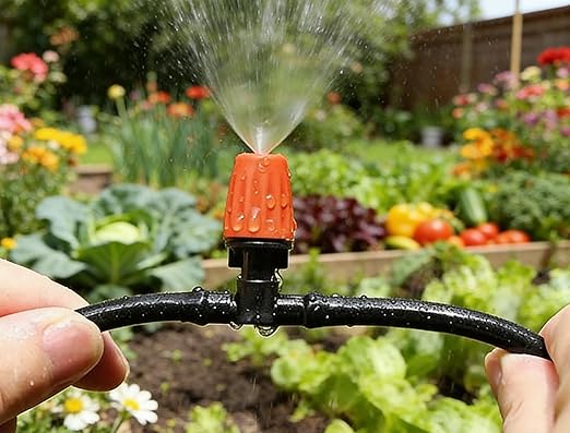 Three-Way Atomizing Nozzle 1/4 Inch, 50 Pcs Adjustable Micro Spray Irrigation Emitters, Drip Irrigation Parts Accessories for Patio Lawn Greenhouse Vegetable Irrigation Supplies