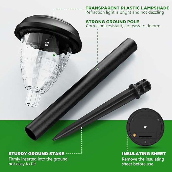 Super Bright Solar Lights Outdoor Waterproof-10 Pack, Dusk to Dawn Up to 12 Hrs Solar Powered Outdoor Pathway Garden Lights Auto On/Off, LED Landscape Lighting Decorative for Walkway Patio Yard