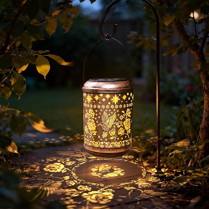 Birthday Gifts for Women Mom Grandma Solar Lanterns Outdoor Waterproof Hummingbird Garden Decor for Outside Gardening Gifts for Women Solar Metal Decoration for Yard, Patio,Backyard,Porch
