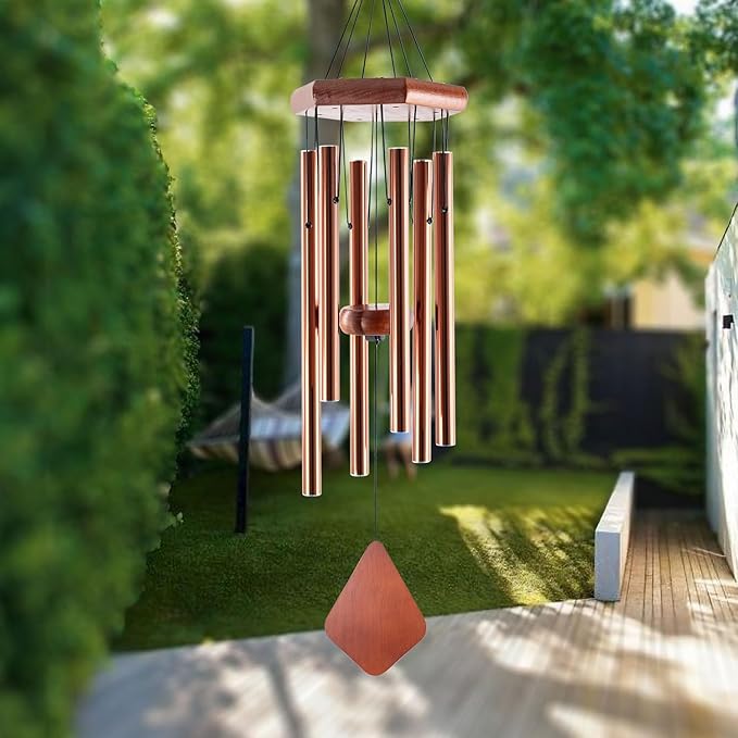 Small Bronze Wind Chimes - 28 Inch Outdoor Tuned Melody, Sympathy Gift for Mom/Housewarming, Outside Decoration
