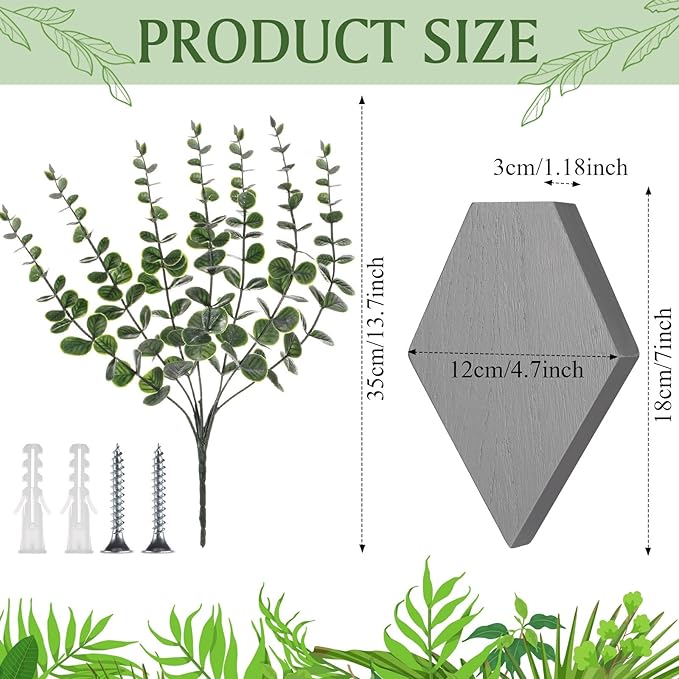 Chunful Wooden Wall Planter Decor Hanging Fake Plants Greenery Flowers Holder Vase Boxes for Wall Farmhouse Bohemian Living Room Bedroom Kitchen Office Indoor Decoration (Light Gray,2 Pcs)